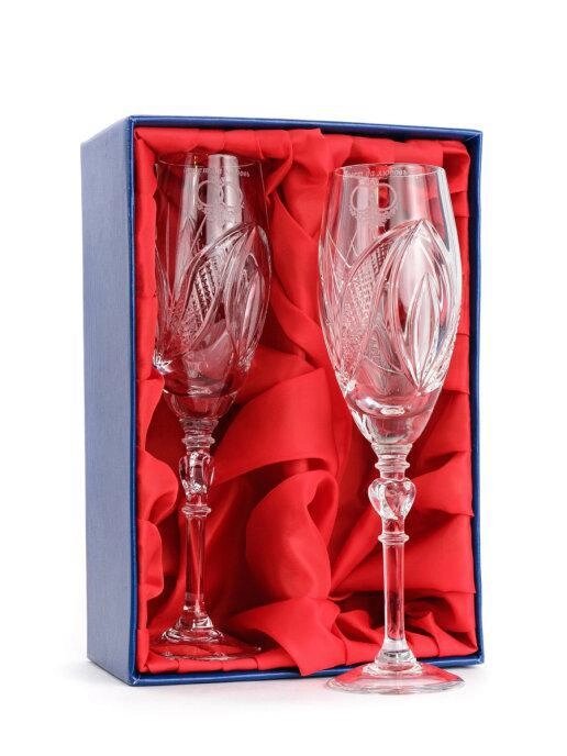 НЕМАН   Хрустальные фужеры для шампанского "Свадебные" 230мл, 2 шт от компании Интернет-гипермаркет «MOLL» - фото 1