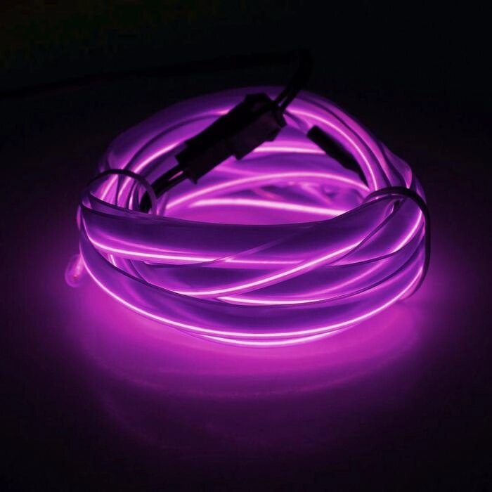 Неоновая нить для подсветки салона, плоская, 12 В, 2 м, с адаптером питания, фиолетовый от компании Интернет-гипермаркет «MOLL» - фото 1
