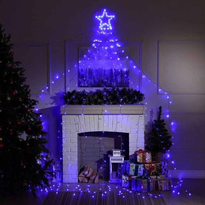 Новогоднее украшение Волшебная звезда, 3.5 м, 317 LED, 9 нитей, СИНИЙ от компании Интернет-гипермаркет «MOLL» - фото 1