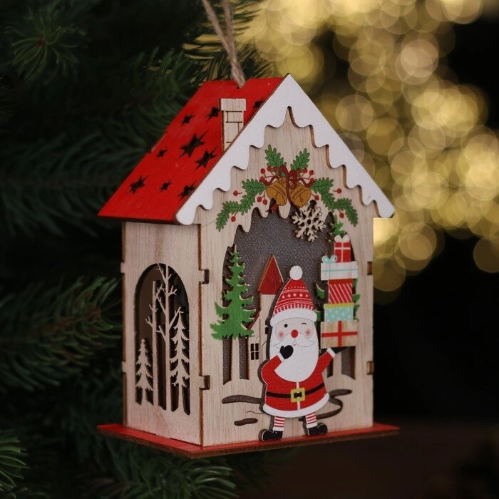 Новогодний декор с подсветкой "Дед Мороз с подарками" 9  6  12,5 см от компании Интернет-гипермаркет «MOLL» - фото 1
