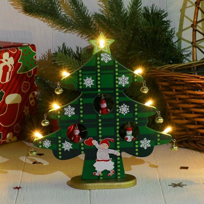 Новогодний сувенир "Ёлочка с подсветкой", зеленая от компании Интернет-гипермаркет «MOLL» - фото 1
