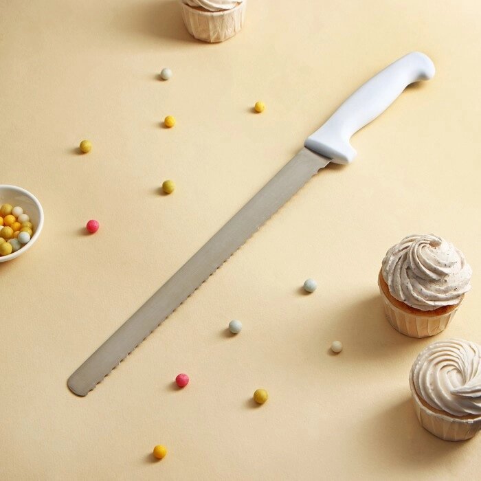 Нож для бисквита, крупные зубчики, ручка пластик, рабочая поверность 30 см (12") от компании Интернет-гипермаркет «MOLL» - фото 1
