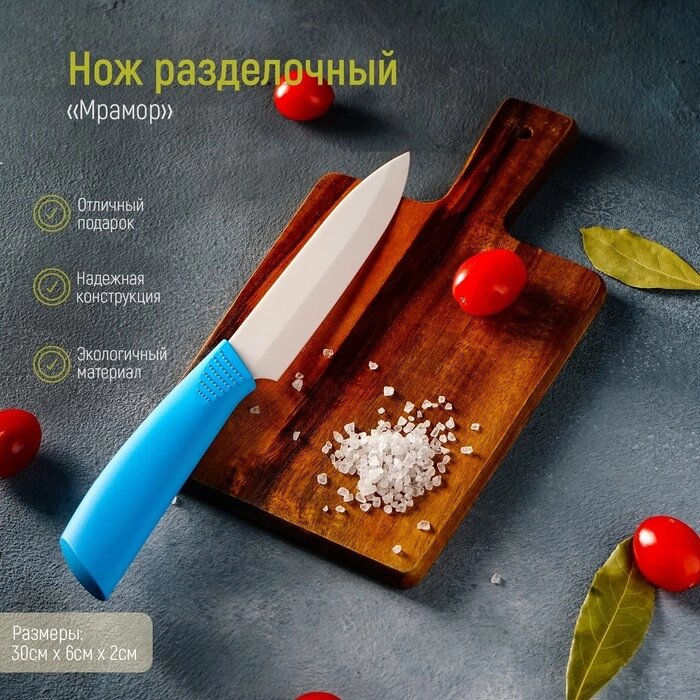 Нож керамический "Симпл", лезвие 12,5 см, ручка soft touch, цвет синий от компании Интернет-гипермаркет «MOLL» - фото 1