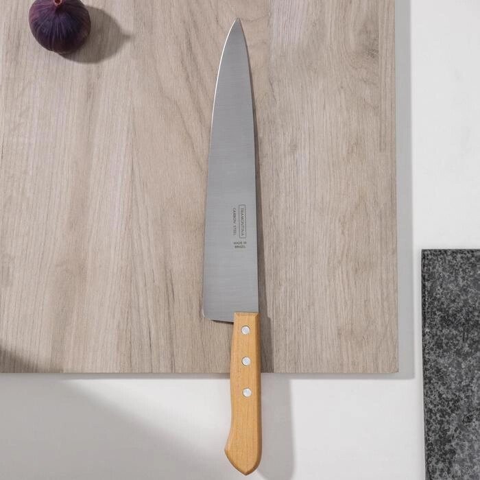 Нож кухонный Carbon поварской, лезвие 25 см, с деревянной ручкой от компании Интернет-гипермаркет «MOLL» - фото 1