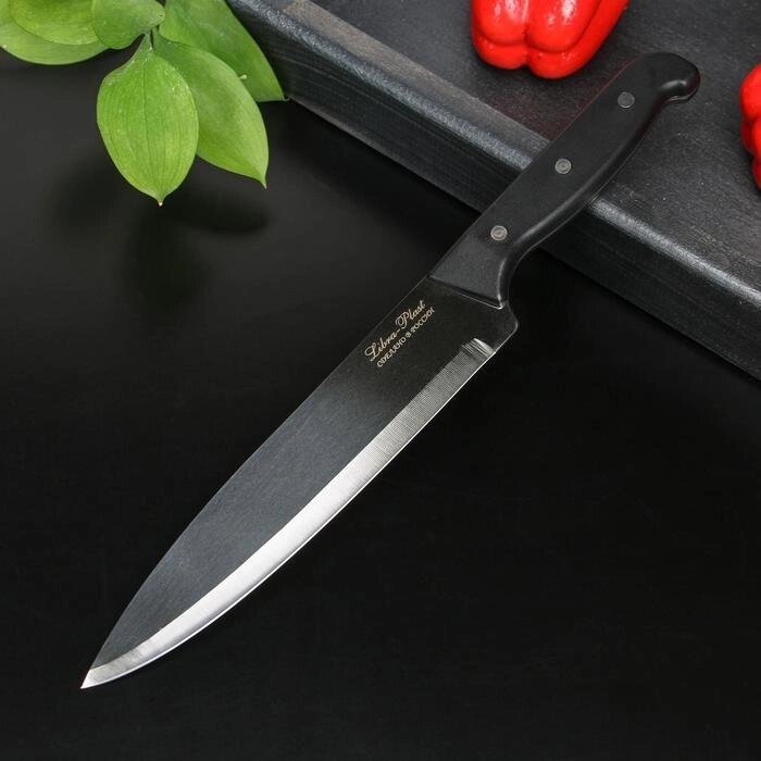 Нож кухонный "Классик", шеф, лезвие 19 см, черная пластиковая ручка от компании Интернет-гипермаркет «MOLL» - фото 1