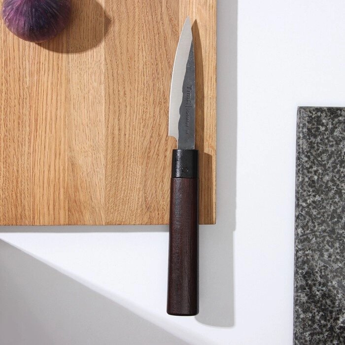 Нож овощной с деревянной ручкой, лезвие 9 см от компании Интернет-гипермаркет «MOLL» - фото 1