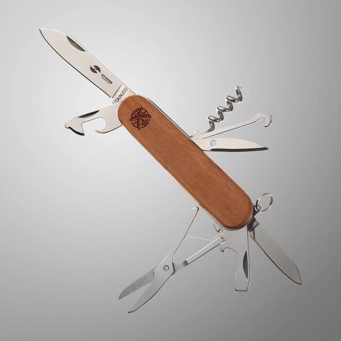 Нож перочинный Stinger, 13 функций, рукоять - древесина сапеле, 9 см от компании Интернет-гипермаркет «MOLL» - фото 1