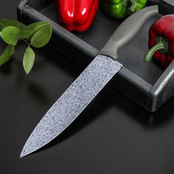 Нож с антиналипающим покрытием Доляна "Гранит", шеф, лезвие 20 см от компании Интернет-гипермаркет «MOLL» - фото 1