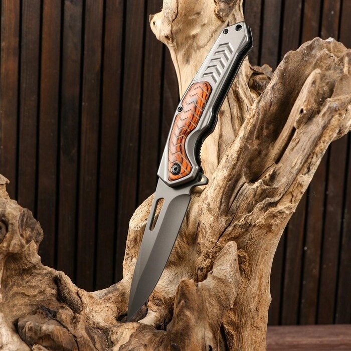 Нож складной полуавтоматический, накладка из дерева на рукояти, 22см, клинок 9,3см от компании Интернет-гипермаркет «MOLL» - фото 1