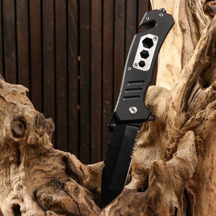 Нож складной полуавтоматический, со стропорезом 20см, клинок 8,3см от компании Интернет-гипермаркет «MOLL» - фото 1
