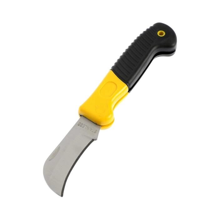 Нож универсальный складной TUNDRA, 2К рукоятка, изогнутое лезвие, нержавеющая сталь от компании Интернет-гипермаркет «MOLL» - фото 1