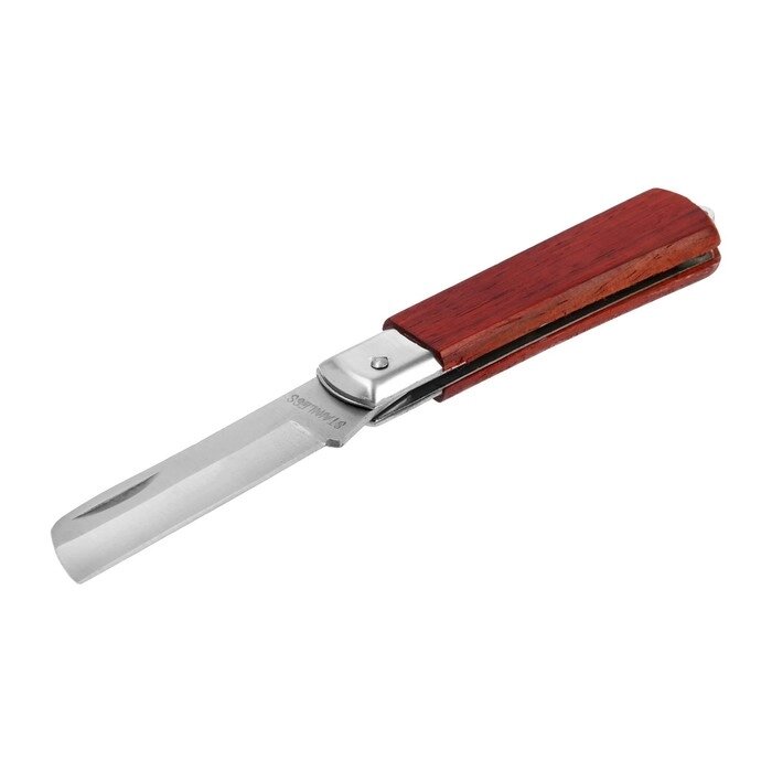 Нож универсальный складной TUNDRA, деревянная рукоятка, прямое лезвие, нержавеющая сталь от компании Интернет-гипермаркет «MOLL» - фото 1