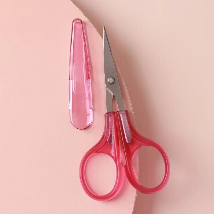 Ножницы для рукоделия, с защитным колпачком, 10 см, цвет розовый от компании Интернет-гипермаркет «MOLL» - фото 1