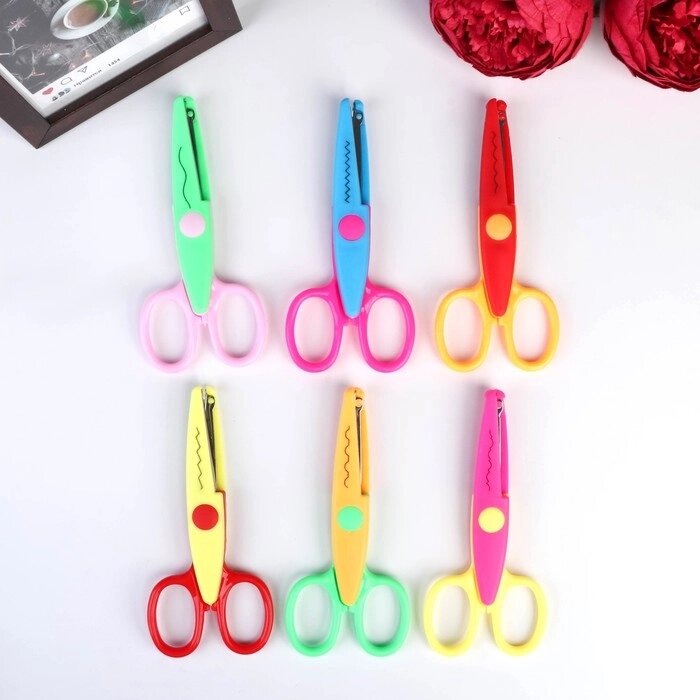 Ножницы рельефные цветные ручки, набор 12 шт МИКС от компании Интернет-гипермаркет «MOLL» - фото 1