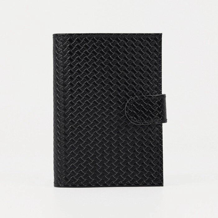 Обложка для автодокументов и паспорта с плетением, хлястик, цвет чёрный от компании Интернет-гипермаркет «MOLL» - фото 1