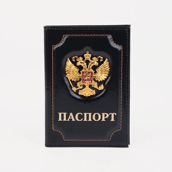 Обложка для паспорта, герб золото, цвет чёрный от компании Интернет-гипермаркет «MOLL» - фото 1