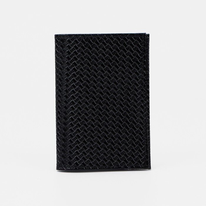 Обложка для паспорта, тиснение, плетёнка, цвет чёрный от компании Интернет-гипермаркет «MOLL» - фото 1