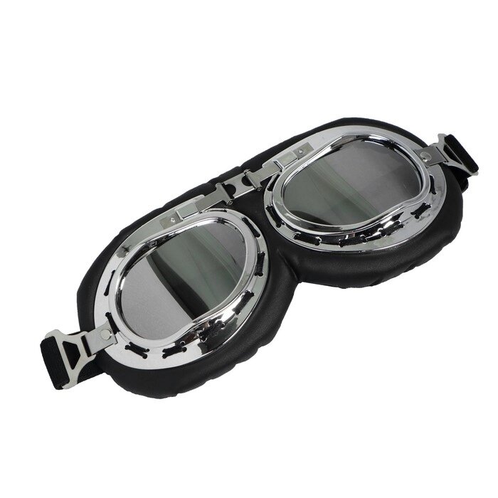 Очки для езды на мототехнике ретро Torso, стекло хром, черные от компании Интернет-гипермаркет «MOLL» - фото 1