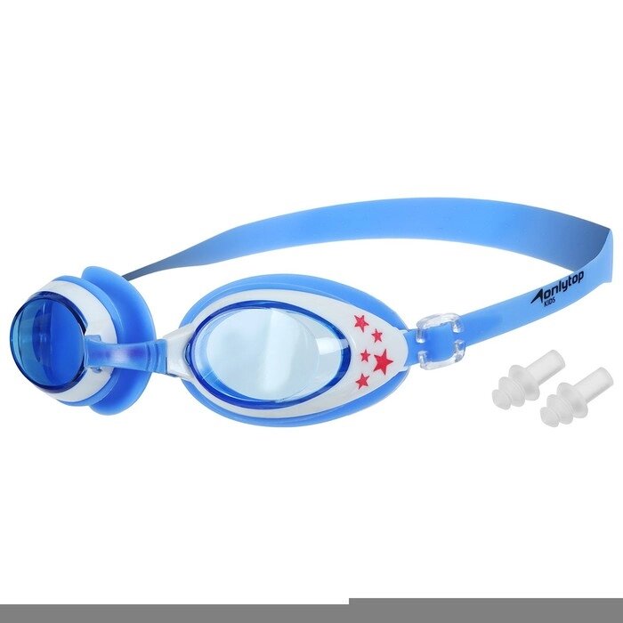 Очки для плавания, детские + беруши, цвет голубой с белой оправой от компании Интернет-гипермаркет «MOLL» - фото 1