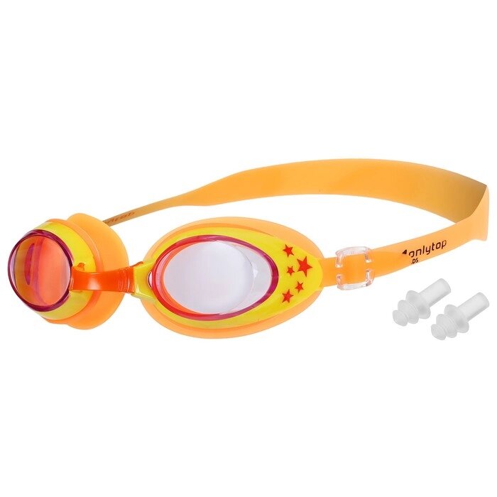 Очки для плавания, детские + беруши, цвет оранжевый с желтой оправой от компании Интернет-гипермаркет «MOLL» - фото 1