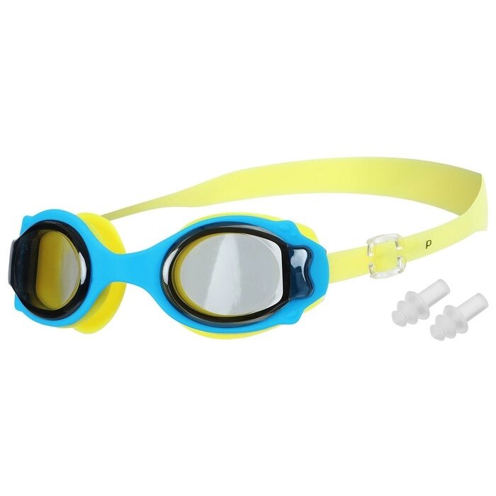 Очки для плавания, детские + беруши, цвет желтый с голубой оправой от компании Интернет-гипермаркет «MOLL» - фото 1