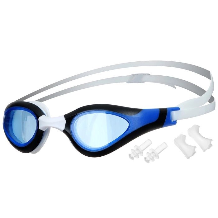 Очки для плавания, ремешок белый, оправа синяя от компании Интернет-гипермаркет «MOLL» - фото 1