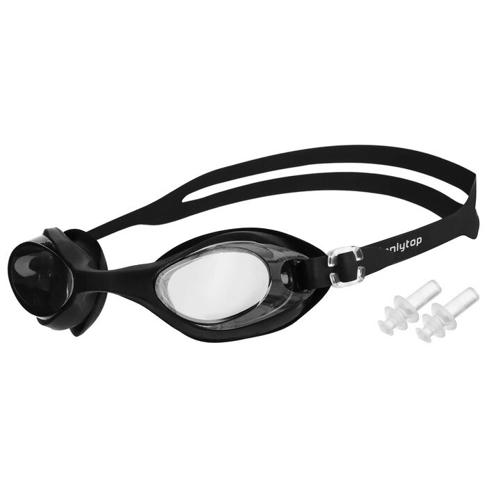 Очки для плавания, взрослые + беруши, цвет черный от компании Интернет-гипермаркет «MOLL» - фото 1