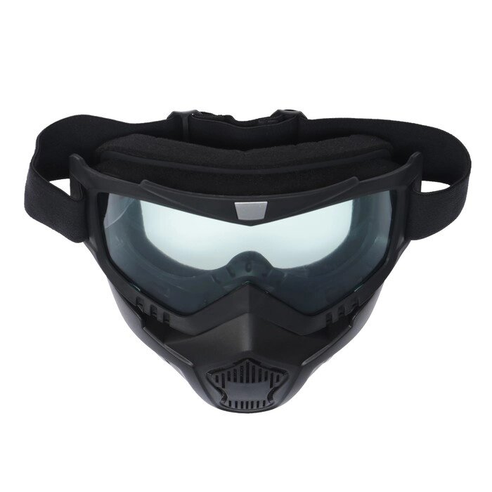 Очки-маска для езды на мототехнике, разборные, стекло прозрачное, черные от компании Интернет-гипермаркет «MOLL» - фото 1