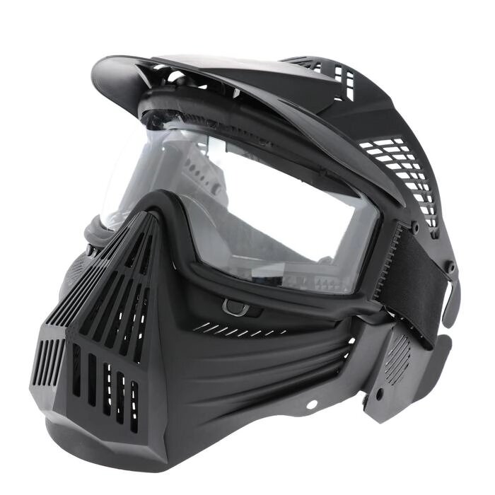 Очки-маска для езды на мототехнике, разборные, визор прозрачный, козырек, черный от компании Интернет-гипермаркет «MOLL» - фото 1