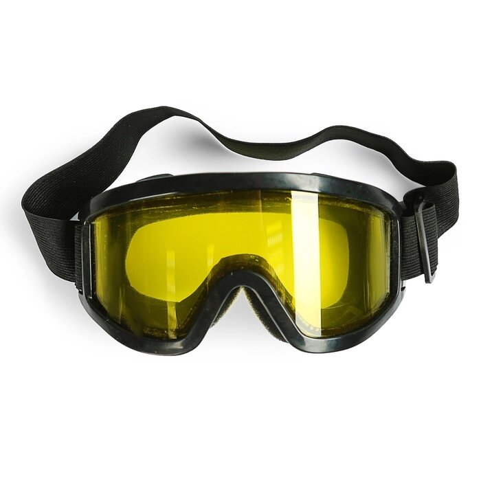 Очки-маска для езды на мототехнике, стекло двухслойное желтое, черный от компании Интернет-гипермаркет «MOLL» - фото 1