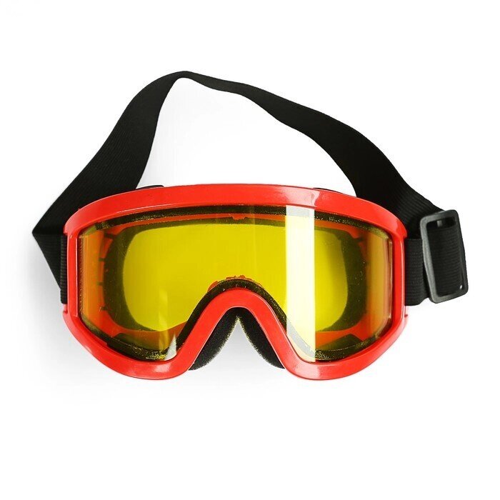 Очки-маска для езды на мототехнике, стекло двухслойное желтое, красный от компании Интернет-гипермаркет «MOLL» - фото 1
