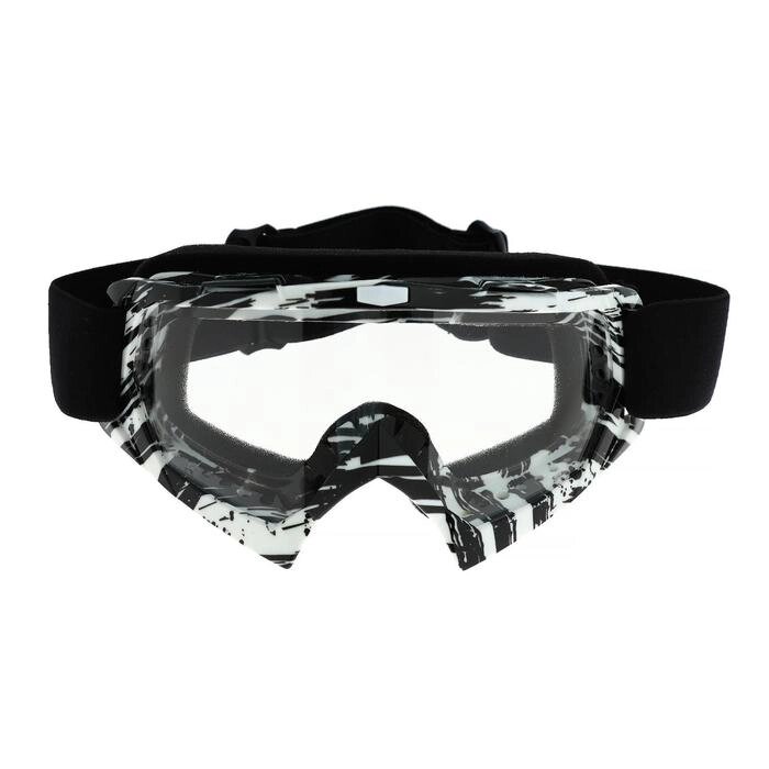 Очки-маска для езды на мототехнике, стекло прозрачное, белый-черный, ОМ-20 от компании Интернет-гипермаркет «MOLL» - фото 1
