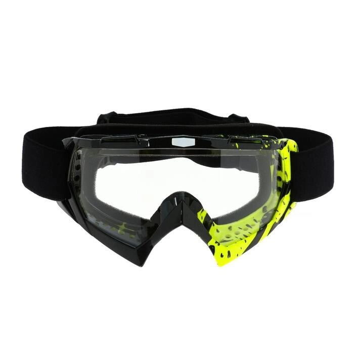 Очки-маска для езды на мототехнике, стекло прозрачное, цвет черный-желтый, ОМ-17 от компании Интернет-гипермаркет «MOLL» - фото 1