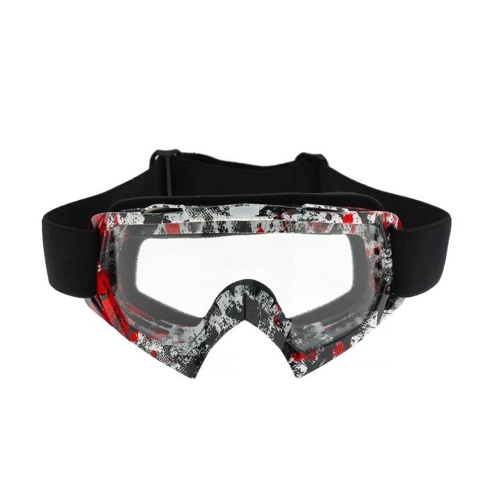 Очки-маска для езды на мототехнике, стекло прозрачное, красный-черный, ОМ-21 от компании Интернет-гипермаркет «MOLL» - фото 1