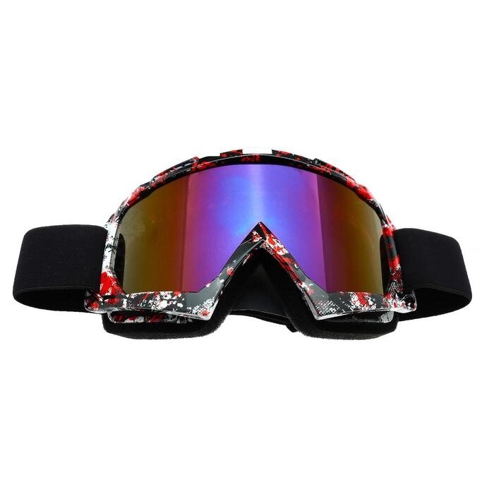 Очки-маска для езды на мототехнике, стекло сине-фиолетовый хамелион, черный-красный, ОМ-25 от компании Интернет-гипермаркет «MOLL» - фото 1