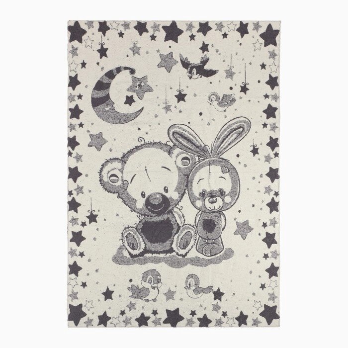 Одеяло байковое Мишка и Зайка 100х140см, цвет серый 400г/м хл100% от компании Интернет-гипермаркет «MOLL» - фото 1