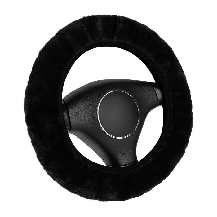 Оплетка на руль на резинке, искусственный мех, чёрный от компании Интернет-гипермаркет «MOLL» - фото 1