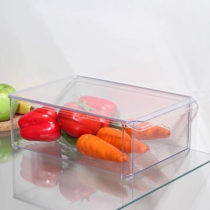 Органайзер для холодильника с крышкой IDEA, 203010 см, цвет прозрачный от компании Интернет-гипермаркет «MOLL» - фото 1