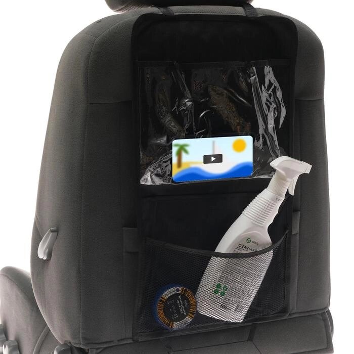 Органайзер на переднее сиденье, 50 х 29 см, с карманом для планшета, оксфорд, черный от компании Интернет-гипермаркет «MOLL» - фото 1
