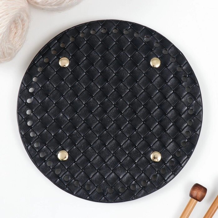 Основа для вязанных изделий кожзам "Круглая плетёнка" чёрный 15х15 см от компании Интернет-гипермаркет «MOLL» - фото 1