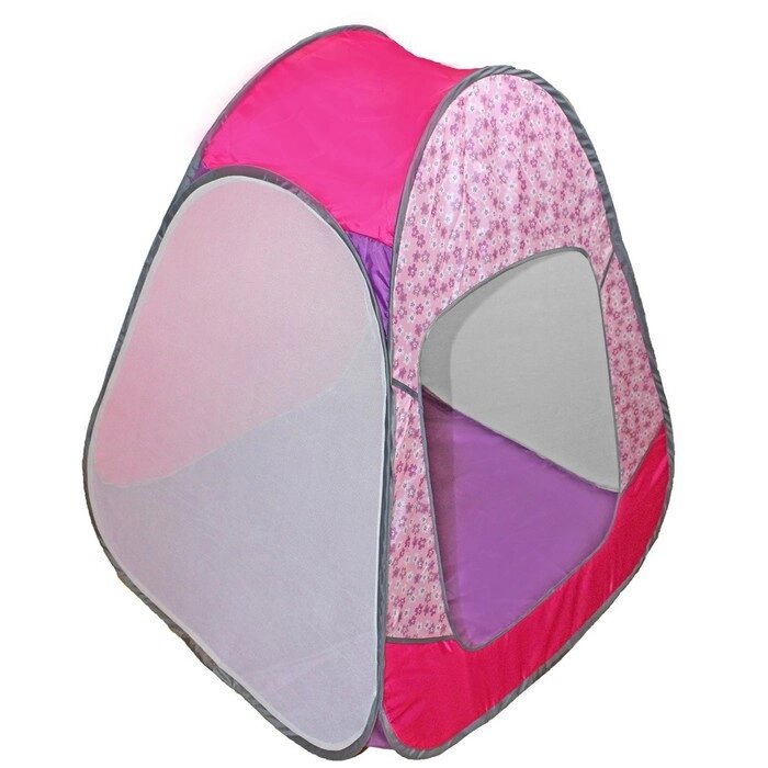 Палатка детская игровая "Радужный домик" 80х55х40. Принт "Цветы на розовом". от компании Интернет-гипермаркет «MOLL» - фото 1