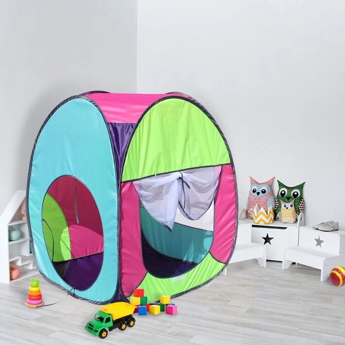 Палатка квадратная "Радужный домик", 4 грани, цв.: фиолетовый/лимон/розовый/бирюза от компании Интернет-гипермаркет «MOLL» - фото 1