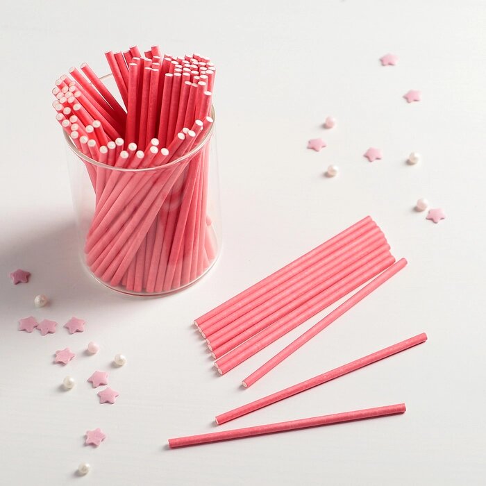 Палочки для кейкпопсов, 100,2 см, 100 шт, цвет розовый от компании Интернет-гипермаркет «MOLL» - фото 1
