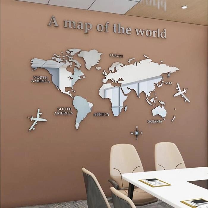 Панно на стену декоративное  "Карта мира"  1.8х1 м от компании Интернет-гипермаркет «MOLL» - фото 1