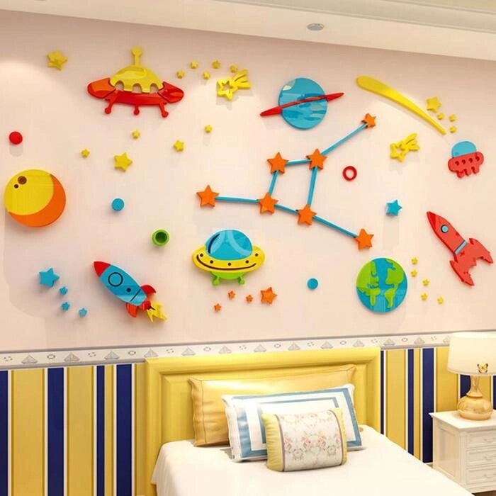 Панно на стену декоративное "Космический мир" 1.8х0.92 м от компании Интернет-гипермаркет «MOLL» - фото 1