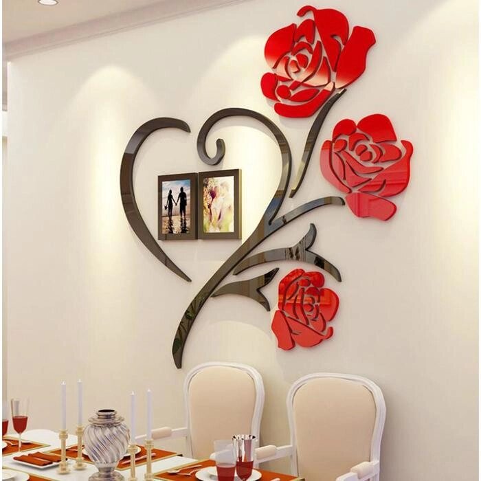 Панно на стену декоративное "Розы" с фоторамками 1х1 м от компании Интернет-гипермаркет «MOLL» - фото 1