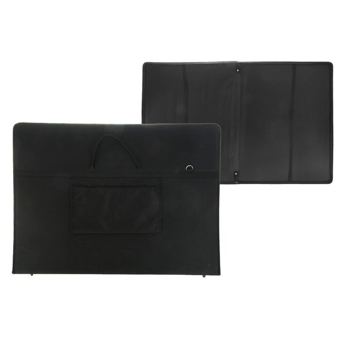 Папка А1 с ручками текстиль 920х680х40 мм "Вдохновение" с карманом чёрная от компании Интернет-гипермаркет «MOLL» - фото 1