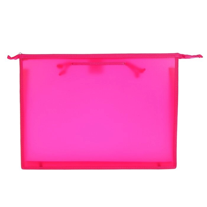 Папка А3, с ручками, пластиковая, молния сверху, 420 х 343 х 50 мм, "Оникс", ПР 3, цвет розовый от компании Интернет-гипермаркет «MOLL» - фото 1