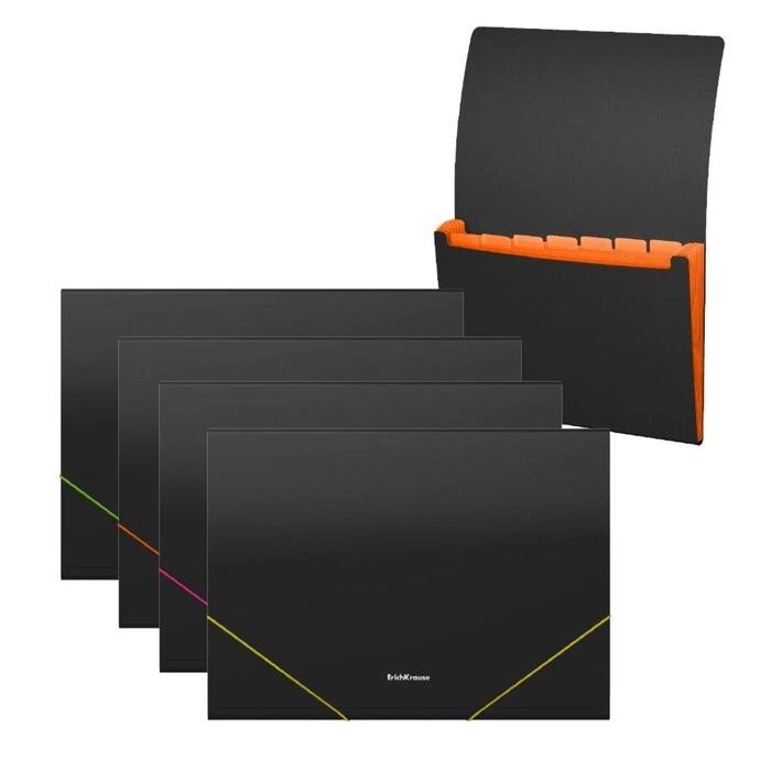 Папка-картотека на резинке 6 отделений ErichKrause Matt Classic, A4, черная от компании Интернет-гипермаркет «MOLL» - фото 1