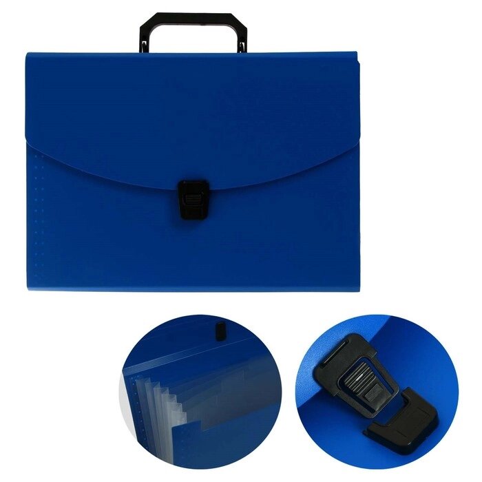 Папка-портфель А4 6отд Calligrata 700мкм, синяя от компании Интернет-гипермаркет «MOLL» - фото 1